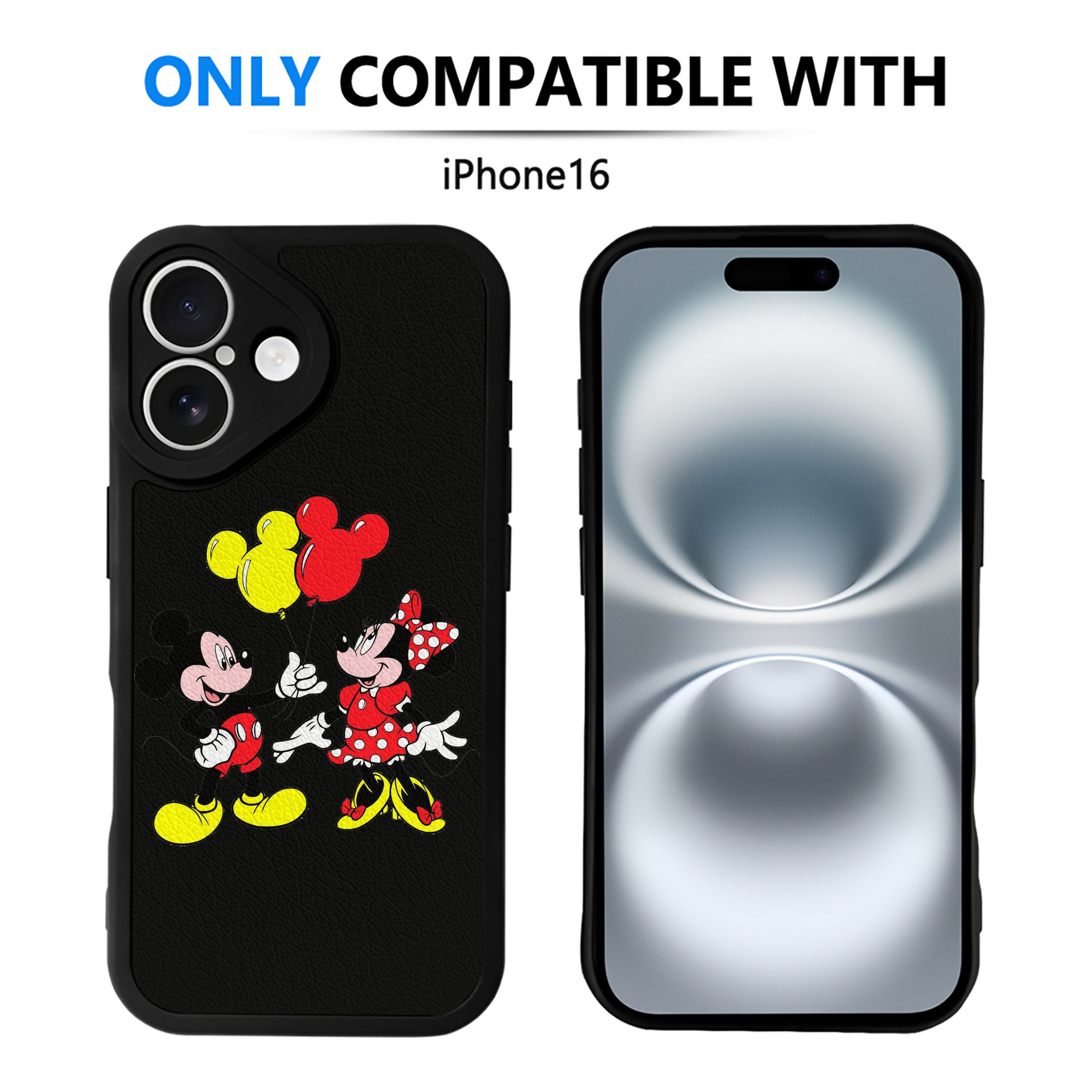 （画像用） ミッキーマウス Mickey Mouse 【iPhone 16シリーズ対応】シリコンスマホケース（レザー調） 材質：シリコン